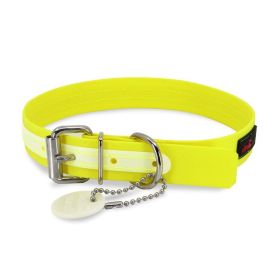 Collar - Play Glow Buckle, 1" Wide - Fits neck 22" to 26" (Color: Yellow)